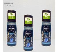 3X 75Ml Nivea Men Fresh Active Spray Deodorant 0% Aluminum 48H Protection