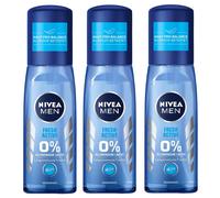 3x 75ml Nivea Men Fresh Active Spray Deodorant 0% Aluminum Fresh 48h