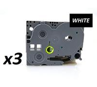 3X 9mm Width Laminated Label Tape for Brother P-Touch PT-1000. White ON Black. 8m in Length. TZe-325. See Description for List of Compatible Printers. TZ-325
