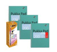 3x A4 Notebook 200 Pages & Cristal Fun Ballpoint Pens Pack of 20 Pukka Multi One Size