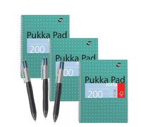3x A4 Notebook 200 Pages & Pack of 3 4 Colour Grip Pro Pen Pukka Multi One Size
