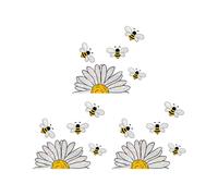 3X Adorable Bees Style Glass Sticker, Bee Window Decals- Sunflower Stained Glass Window Stickers