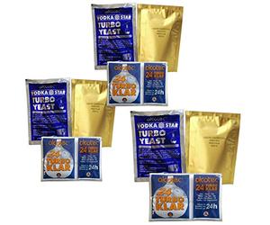3X Alcotec Vodka Star Turbo Yeast, TurboKlar, Liquid Carbon Homebrew