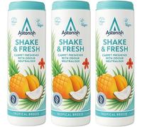 3x Astonish Shake & Fresh Carpet Freshener - Tropical Breeze Scent - Odour Neutralising Powder for Carpets, Rugs & Upholstery - Vegan, Cruelty-Free - 3x 350g