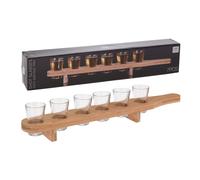 3x Atmos Fera Shot Glasses with Wooden Serving Tray 40ml 7Pcs 0 (6.14 Per Unit)