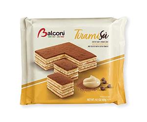 3X Balconi Tiramisu Traditional Italian Chocolate & Coffee Sponge Cake Dessert with Cream & Coffee Liqueur Filling 400g No Palm Oil! Contains Alcohol!