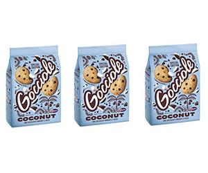 3X Barilla Pavesi Gocciole Coconut Shortbread Cookies with Dark Chocolate and Coconut Biscuits with Chocolate Chips 320g