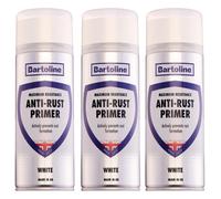 3X Bartoline Anti-Rust Primer Quick Dry Metal Paint White Topcoat Surface 400Ml