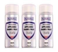 3X Bartoline Appliance Enamel Paint White Fridges Freezers Colour Restorer 400Ml