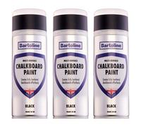 3X Bartoline Chalkboard Paint Black All Surface Doors Walls Furniture 400Ml
