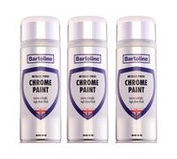 3X Bartoline Chrome Paint High Gloss Multi-Surface Metallic Finish 400Ml