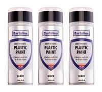 3X Bartoline Direct To Plastic Paint Black Direct Use Protective Coating 400Ml