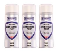 3X Bartoline Direct To Rust Multi-Surface Paint White Protective Coating 400Ml