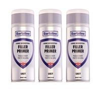 3X Bartoline Filler Primer Quick Drying Plastic Metal Wood Adhesion Grey 400Ml