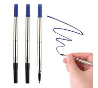 3X Blue Parker Quink Compatible Rollerball Pen Refills, Medium Tip (0.7mm) for Smooth and Reliable Writing, Certified ISO 12757.2, Premium Pigmented Ink, Long-Lasting for Parker Ballpoint Pens