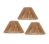 3x Boho Rattan Pendant Lamp Replacement Shade Ceiling Fan Light Bulb Covers Light Shades for Hanging Light Fixtures Shades Only Farmhouse Wicker Woven Lampshade, Ø9.85" x H5.5"