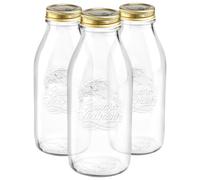 3x Bormioli Rocco 1L Quattro Stagioni Glass Bottles with Screw Top Lid