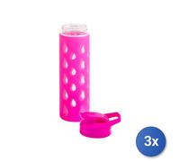 3X Borosilicate Glass And Silicone Bottles, 550 Ml, Fuchsia H&H