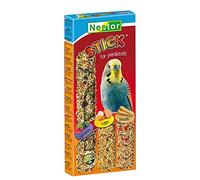 3x Budgie Sticks Eggs, Biscuits, Currants Flavours Flask Bird Seed Food 130g Small Parrots Parakeet Finches Canaries Parakeets Home Pet Animal Supplies with Hooks 3in1 Three in One