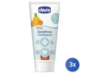 3X Chicco Toothpaste 50 Ml. 1-5 Years Tutti Frutti