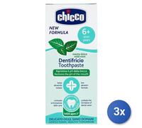3X Chicco Toothpaste 50 Ml 6+ Years Sweet Mint + Fluoride
