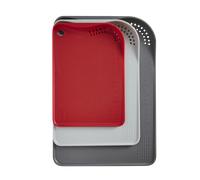 Morphy Richards Chopping Board Set, 3 Piece, High Edge No Splatter Design, Integrated Colander, Garlic and Ginger Grated, Scale Design, Non Slip, Easy Storage, Cutting Board for Kitchen, 865751