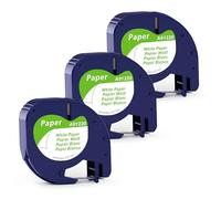 3X Compatible for Dymo Letratag Paper White Labels Tape 12mm x 4m 91200