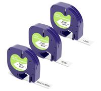 3X Compatible with Dymo Letratag Refills White, 91200 12mm x 4m, Replacement for Dymo Label Tape Printer LT-100H LT-100T XR 200B XM Label Makers,Black on White