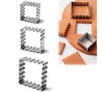 3x Cookie Cutter, Rectangle Cookie Cutter, Jagged Edge Cookie Cutter, Multi Square Cookie Cutter Rectangular Cookie Cutter,Stainless Steel Rectangle Biscuit Molds Rectangle Pastry Fluted Edge Cutters