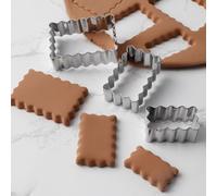 3x Cookie Cutter, Rectangle Cookie Cutter, Jagged Edge Cookie Cutter, Multi Square Cookie Cutter Rectangular Cookie Cutter,Stainless Steel Rectangle Biscuit Molds Rectangle Pastry Fluted Edge Cutters