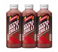 3x Crucials Extra Hot Chilli Sauce 500ml - Extreme Spicy Takeaway Chilli Sauce - Hot Sauce for Chicken, Pizza, Kebab, Burgers, Wraps - Large Bottle