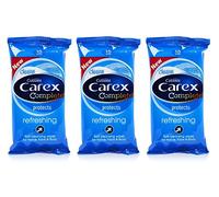 3x Cussons CAREX Refreshing Cleansing WIPES Hand Face & Body 15's Pocket Travel
