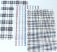 3X Dish Towels Kracht Check Kitchen Towels Half Linen Set Checked Gray Stripes