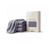 (3X Double, Grey) Luxor Flat Bed Sheet | 100% Egyptian Cotton Soft Flat Sheets in all Sizes UK | 3 Pack Value Bundle