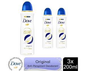 3x Dove Advanced Care Anti-Perspirant Deodorant Spray Original, 200ml