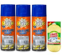 3X Dr Magic Oven and Grill Cleaner Spray (3X 390 ml)- Effortlessly and Effectively Remove All Stubborn Food Residues and Grease from Oven and Grill -With Scrubbing Pad