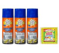 3X Dr Magic Oven and Grill Cleaner Spray (3X 390 ml)- Effortlessly and Effectively Remove All Stubborn Food Residues and Grease from Oven and Grill - with 1 Pack Elbow Grease Power Cloth