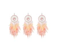 3X Dream Catcher Hanging Ornament Decor Handmade LED Lights Feather Healing Crystals Dreamcatchers