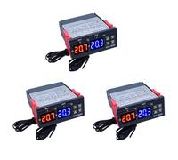 3X Dual Digital -3008 Temperature Controller Two Relay Output Thermostat Heater with Probe Temperature Controller,B