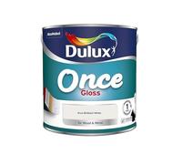 3x Dulux Once 1 Coat Metal & Wood Gloss Paint Pure Brilliant White 2.5Ltr