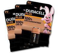 3x DURACELL Plus 9V PP3 Alkaline Batteries Smoke Alarm LR22 EXPIRY 11/2029