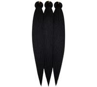 3X Easy Braiding Hair, 26 in Pre Stretched African Braid Extensions, Black Synthetic Fiber for Box Braids, Twist Crochet, 225 g Per Pack, Soft Synthetic Silk Hair for Women, Long Braiding Hair