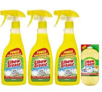 3X Elbow All-purpose Degreaser Spray- 3X 500 ml- Effective Cleaner Formula for Kitchen, Fabric, and Metallic Surfaces with All-purpose Scrubbing Pad
