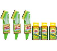 3X Elbow Grease Fillable Washing Up Brush with Sponge- Ergonomic design handle - with 9X Elbow Grease Sponge Refills