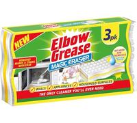 3x Elbow Grease Magic Eraser Sponge Pads Pack of 3 Multipurpose Cleaning Sponges Stain & Mark Remover Foam Pads for Kitchens, Bathrooms, Tiles, Walls & Hard Surfaces