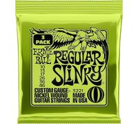 3x Ernie Ball Regular Slinky Electric Guitar Strings 10-46 + 3 Guitar Picks