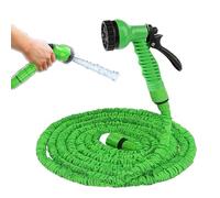 3X Expandable Garden Hose Pipe for 3/4", 1/2" Faucet Flexible Anti-Leakage Green Stretch Kinking Magic Hose with 7 Function Spray Nozzle for Car Washing Watering Flowers (10m，32.8ft)