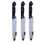 3x Fake Blooded Plastic Knife Weapon Prop 31 cm Halloween Horror Killer Party Fancy Dress Costume Accessory