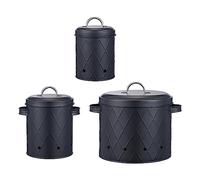 3x Farmhouse Kitchen Canisters Set, Potato Onion Garlic Set, Storage Bin with Lids Pots Tins, Potato Storage for Pantry for Picnic Pantry, black