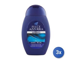 3X Felce Azzurra Shower Shampoo Cool Blue Tonifying 250Ml